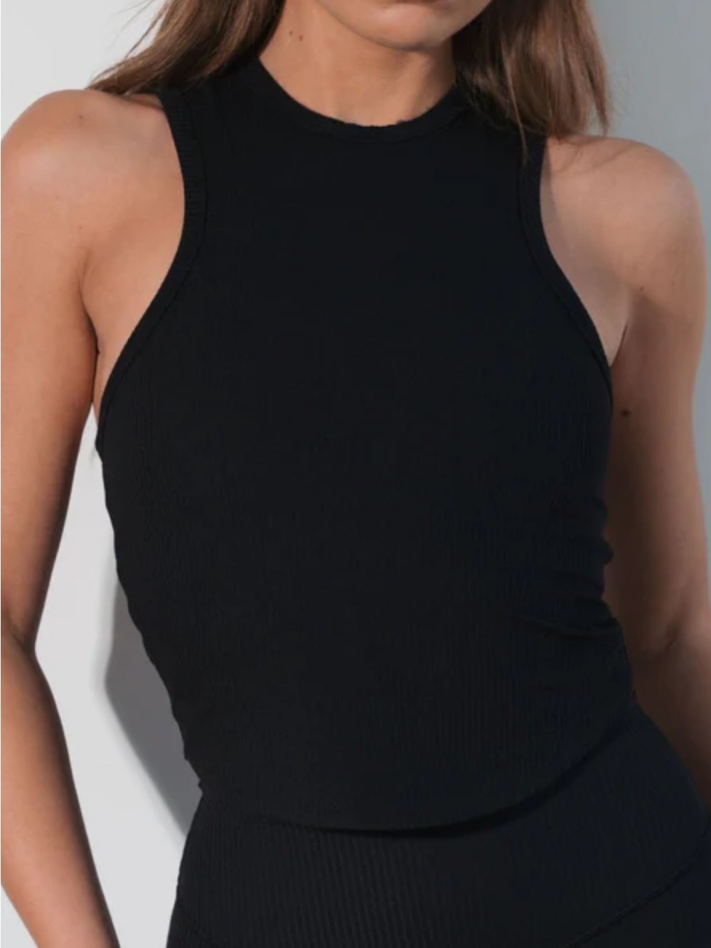 vitality black ribbed tank top